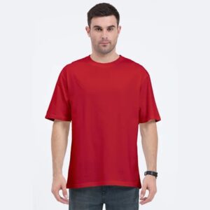 Red Graphic Oversized T-Shirt | French Terry Cotton | Drop-Shoulder Fit (Copy)