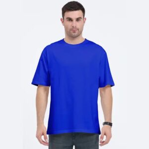 blue colour World Graphic Oversized T-Shirt | French Terry Cotton | Drop-Shoulder Fit (Copy)