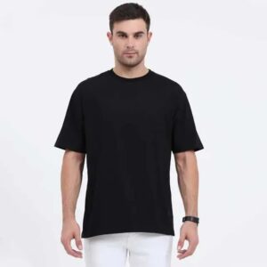 Black Graphic Oversized T-Shirt | French Terry Cotton | Drop-Shoulder Fit